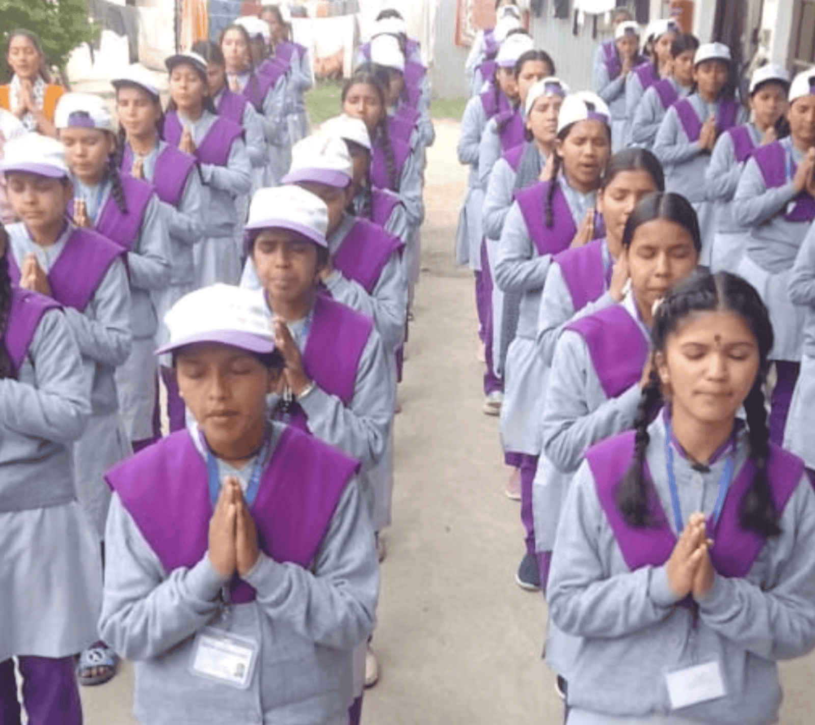 Students in morning prayer